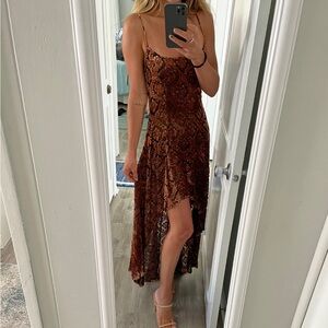 Silk velvet sheer burnout 90s high low maxi dress vintage gorgeous